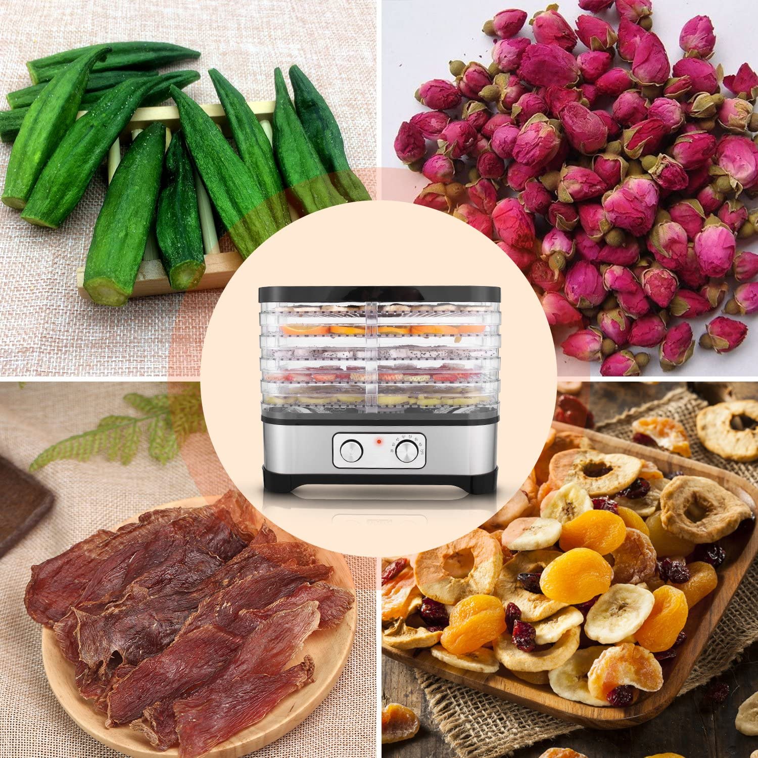 Dehydrator & Food Dryer with Temperature Controller, Fruit-Meat Dryer Food Preserver - Image 2