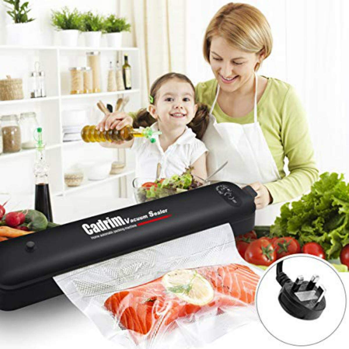 Cadrim Food Vacuum Sealer Machine incl. 15 x Seal Bags for Veg, Meat, Eggs & Fruit - Image 7