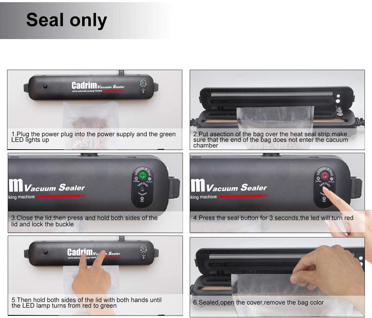 Cadrim Food Vacuum Sealer Machine incl. 15 x Seal Bags for Veg, Meat, Eggs & Fruit - Image 4